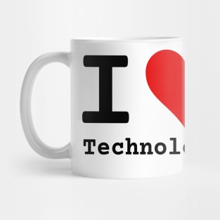 I Love Technology | Stylized Heart Logo Black Mug